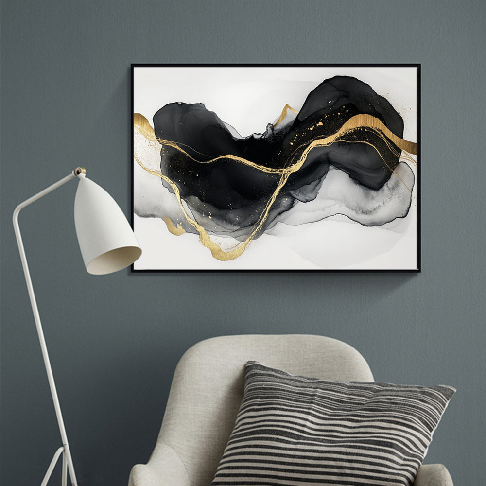 Elegant Black And Gold Abstract Canvas Wall Art