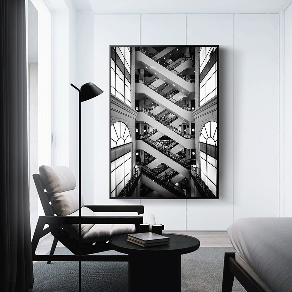 Intricate Escalator Canvas Wall Art