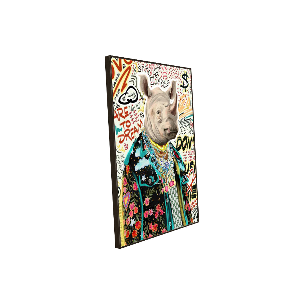 Urban Graffiti Rhino – Bold & Stylish Street Art Canvas Wall Art