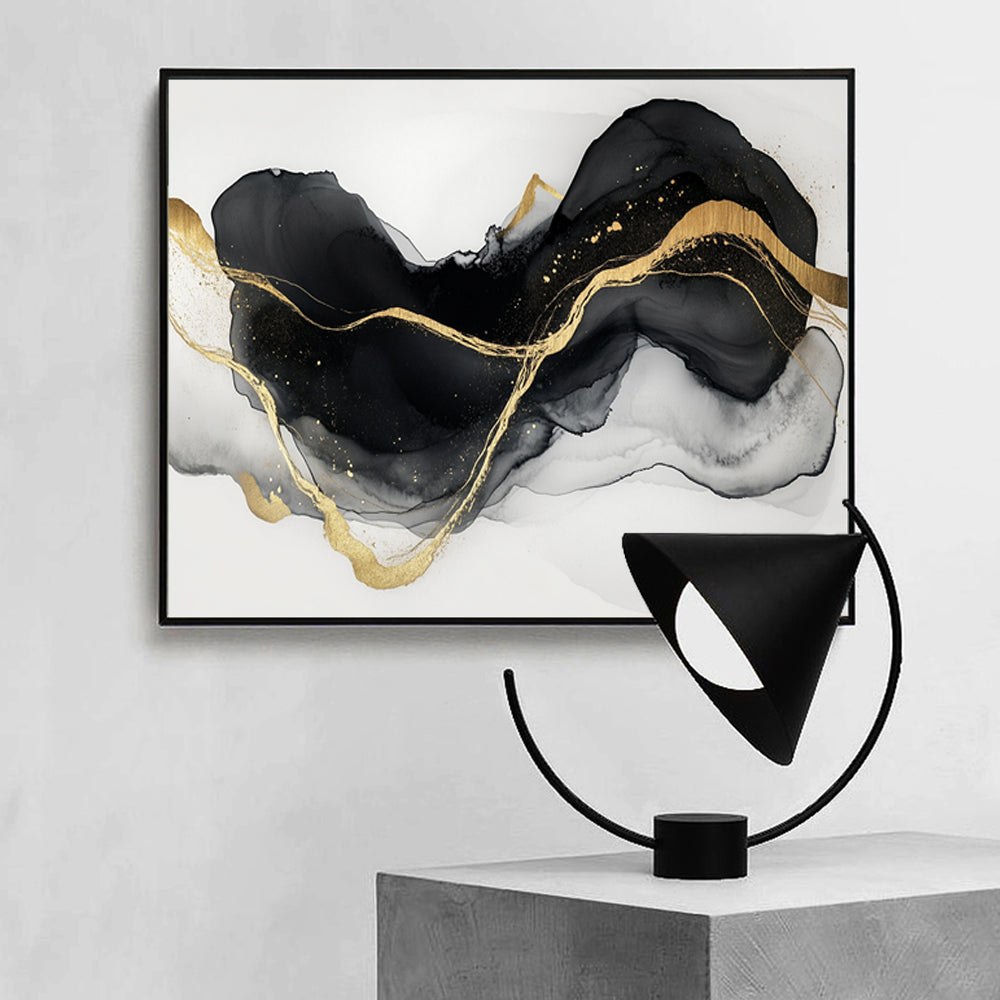 Elegant Black And Gold Abstract Canvas Wall Art