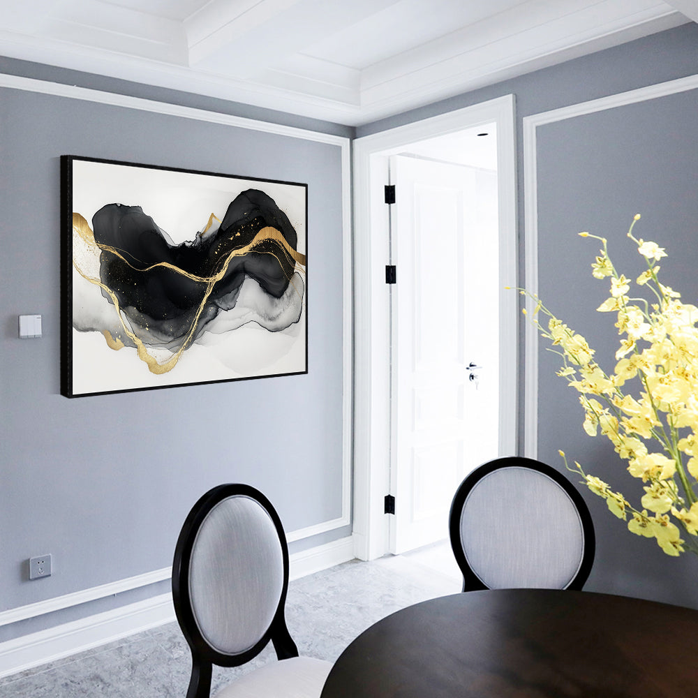 Elegant Black And Gold Abstract Canvas Wall Art
