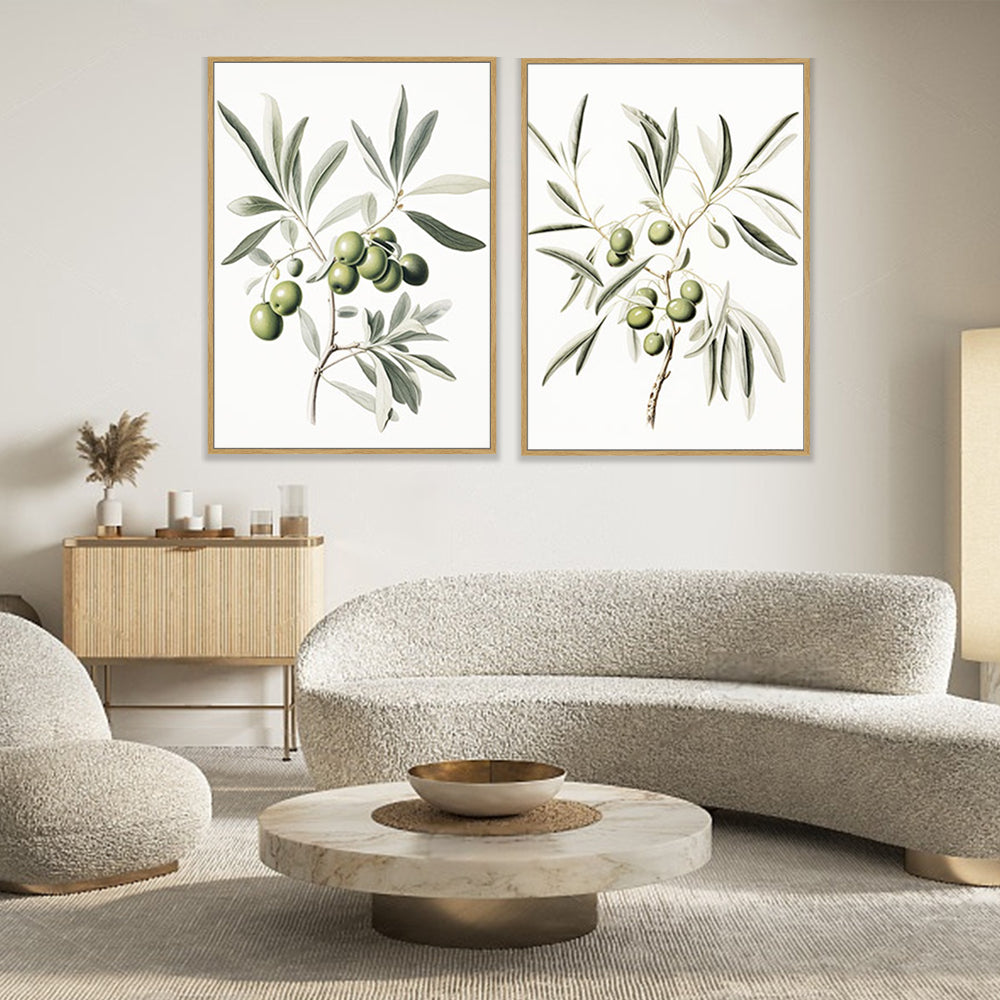 Vintage Olive Branch Canvas Wall Art