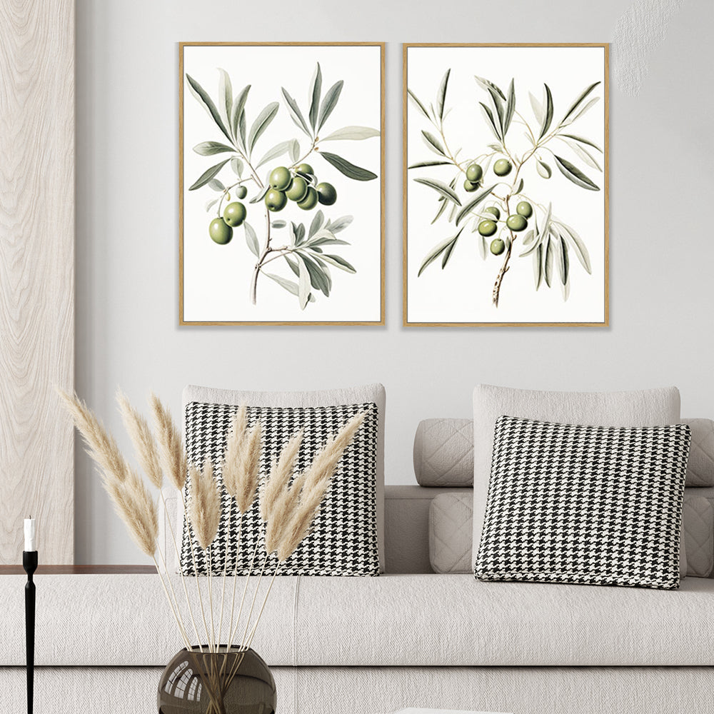 Vintage Olive Branch Canvas Wall Art