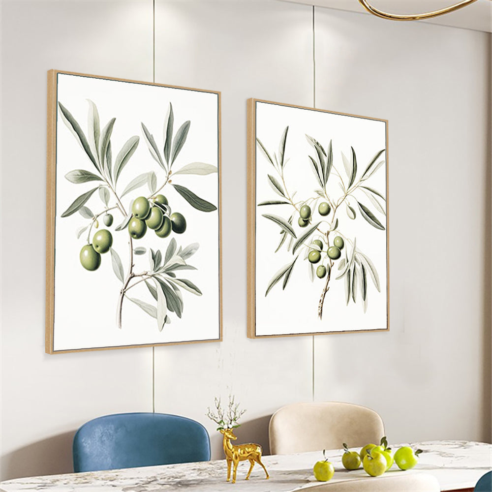 Vintage Olive Branch Canvas Wall Art