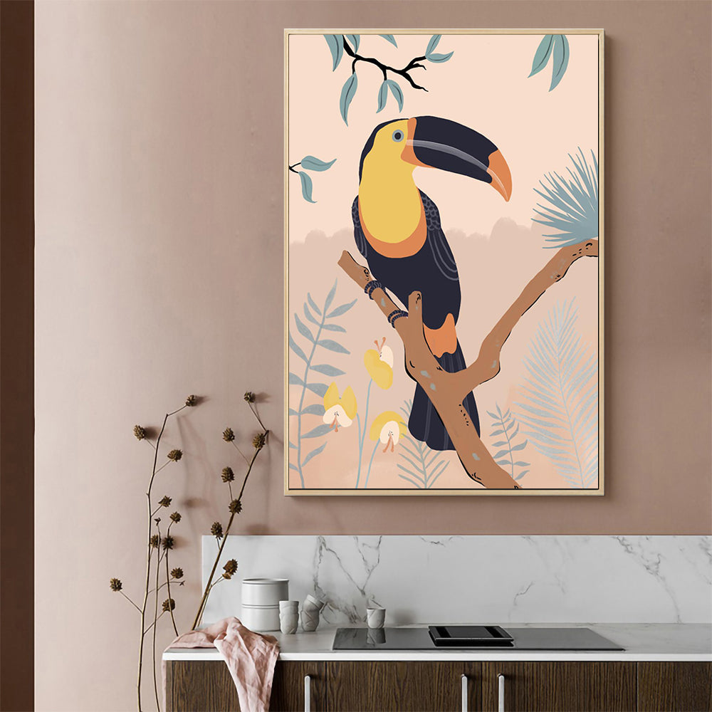 Golden Toucan Framed Canvas Wall Art