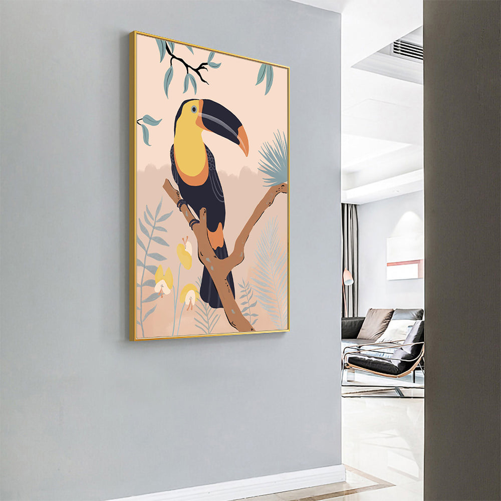 Golden Toucan Framed Canvas Wall Art
