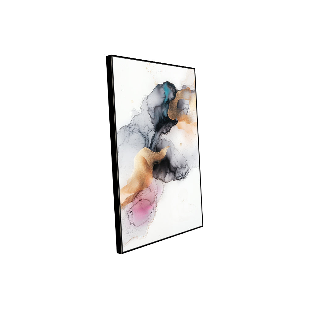 Golden Essence: Fluid Ink Canvas Wall Art