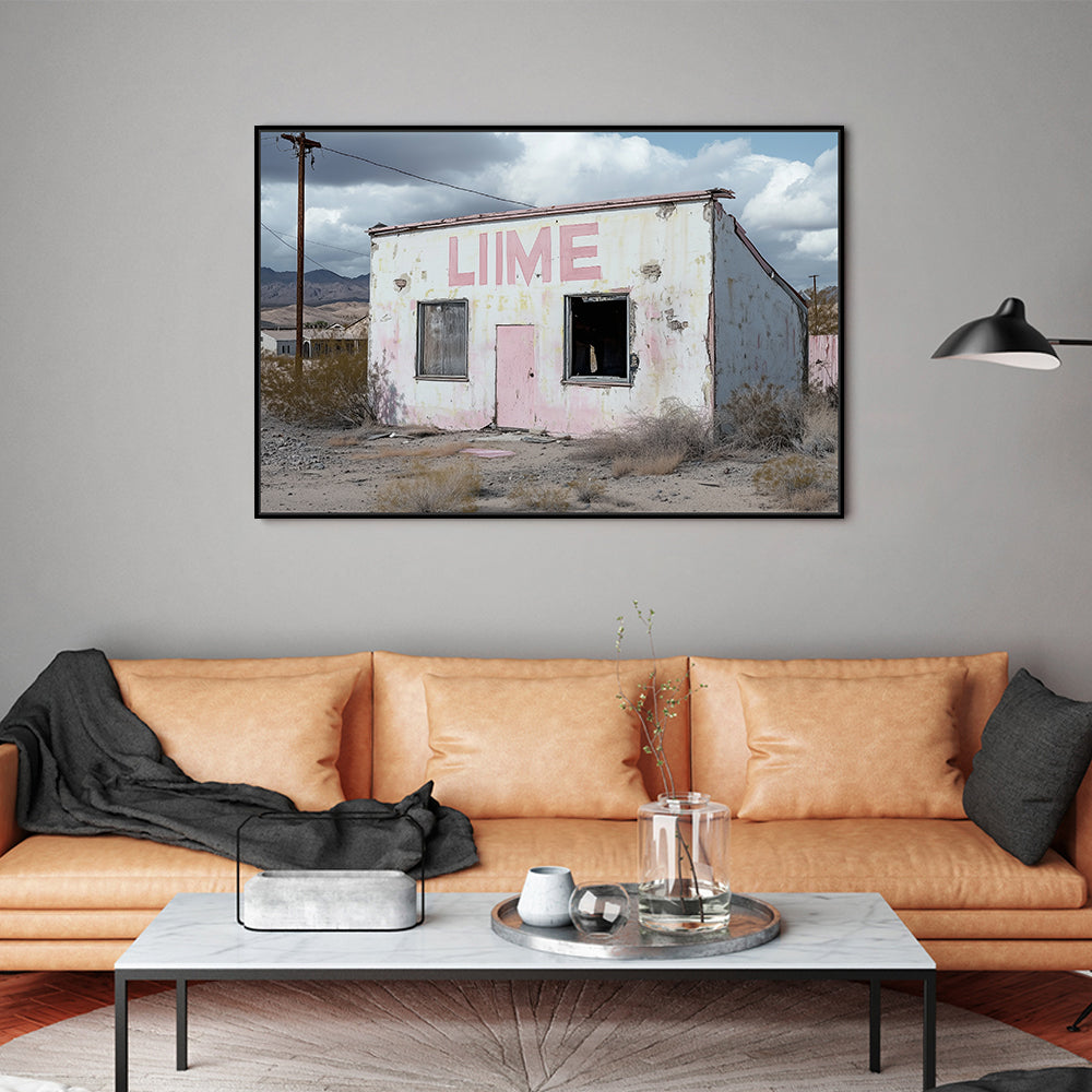 Rustic Abandoned Lime Building Canvas Wall Art