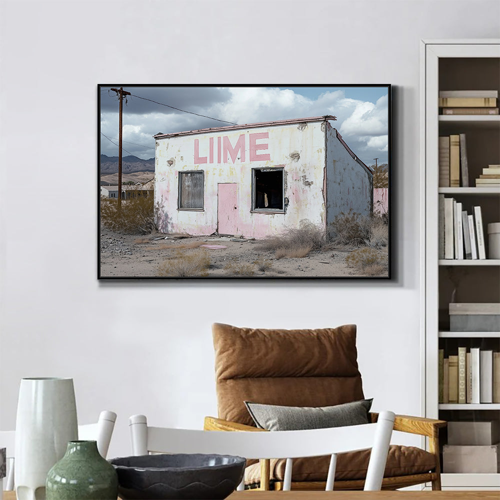 Rustic Abandoned Lime Building Canvas Wall Art