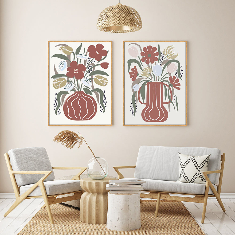 Modern Floral Vase Canvas Wall Art Set