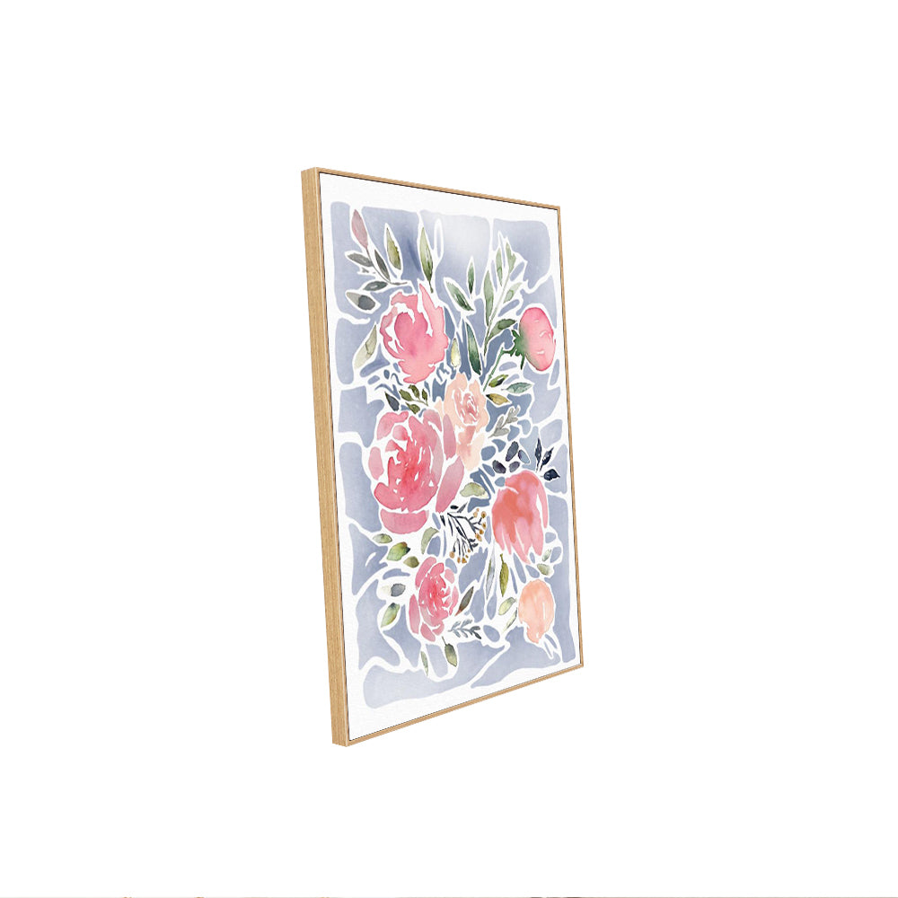 Blush Bloom Watercolor Framed Canvas Wall Art