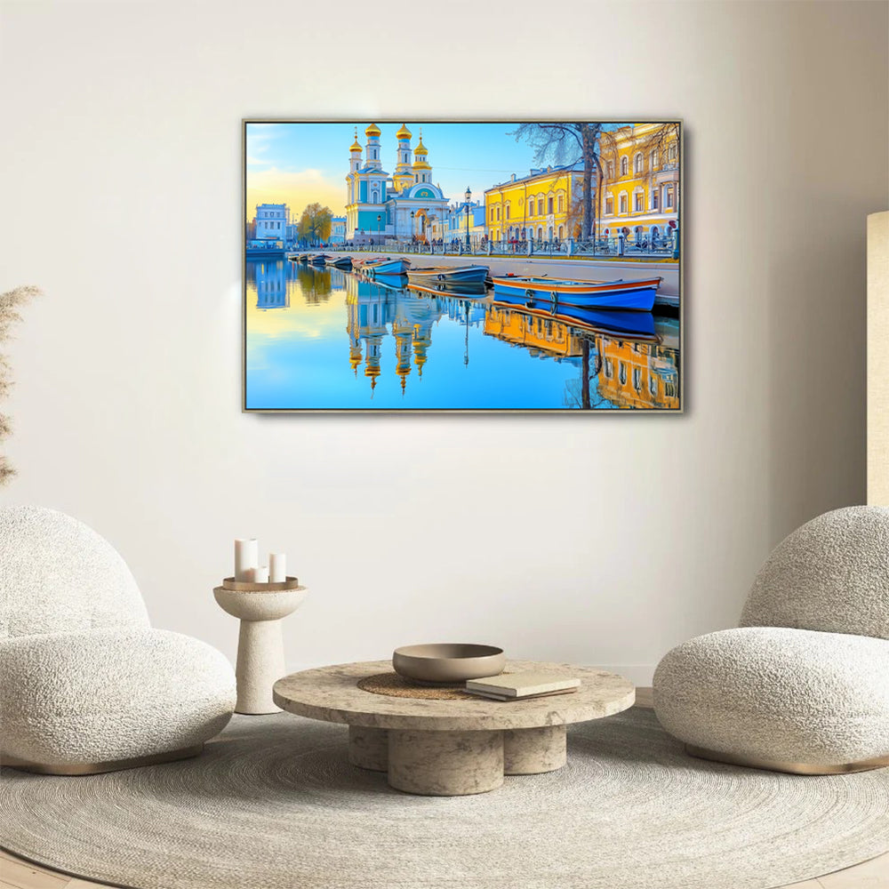 Vibrant Waterfront Cityscape Canvas Wall Art