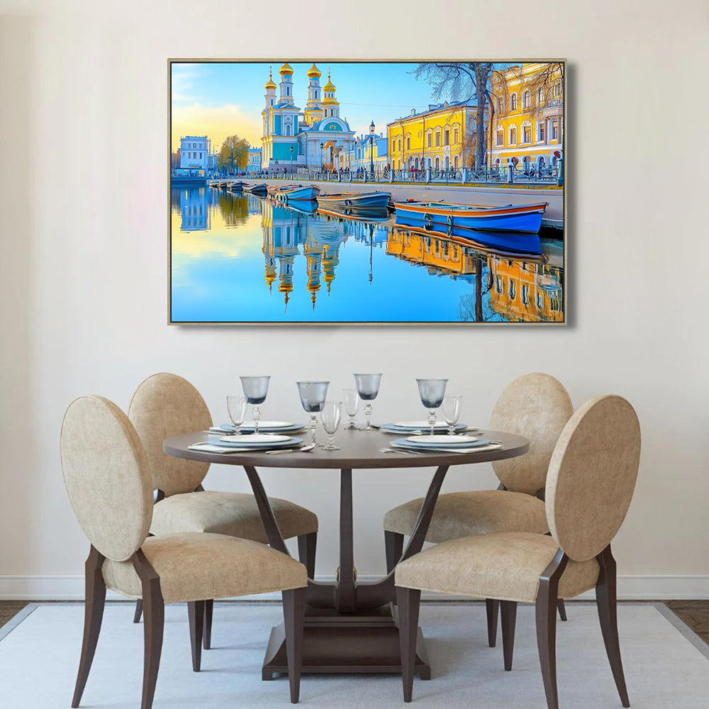 Vibrant Waterfront Cityscape Canvas Wall Art