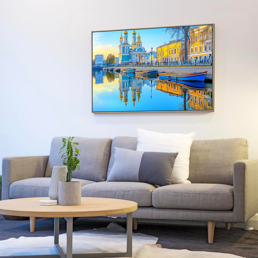 Vibrant Waterfront Cityscape Canvas Wall Art