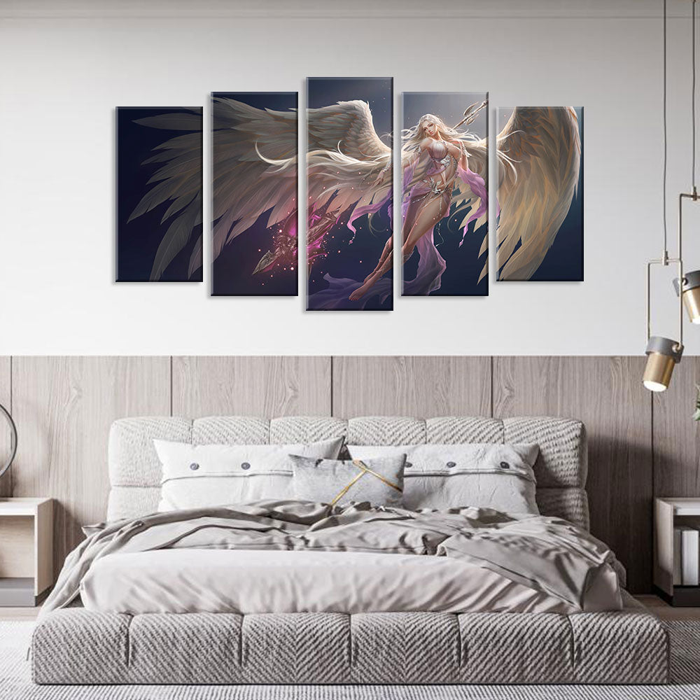 5 Piece Angel Goddess of Fate Canvas Wall Art