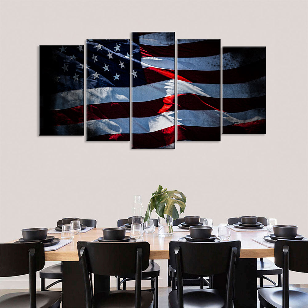 5 Piece Old Glory Shining American Flag Canvas Wall Art