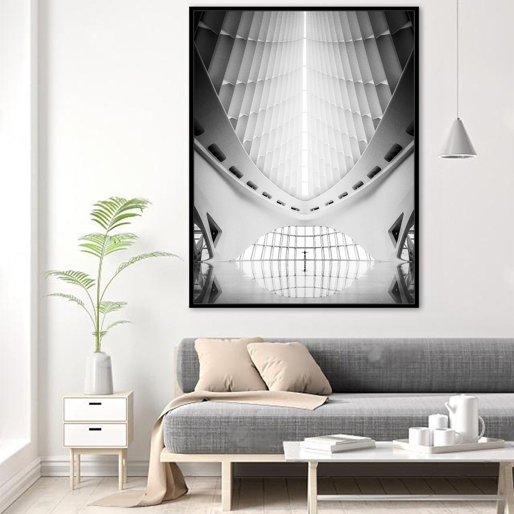 Futuristic Architecture: Monochrome Canvas Wall Art