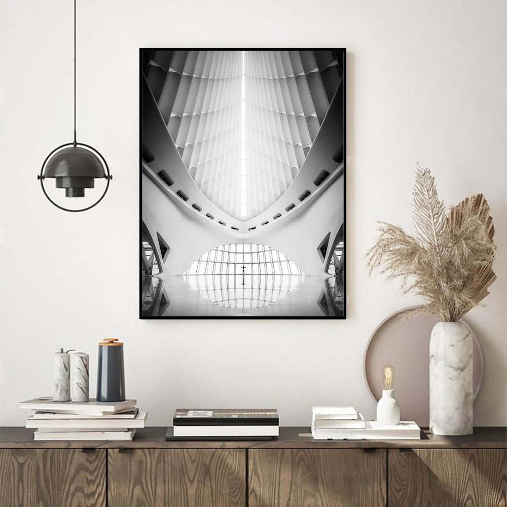 Futuristic Architecture: Monochrome Canvas Wall Art
