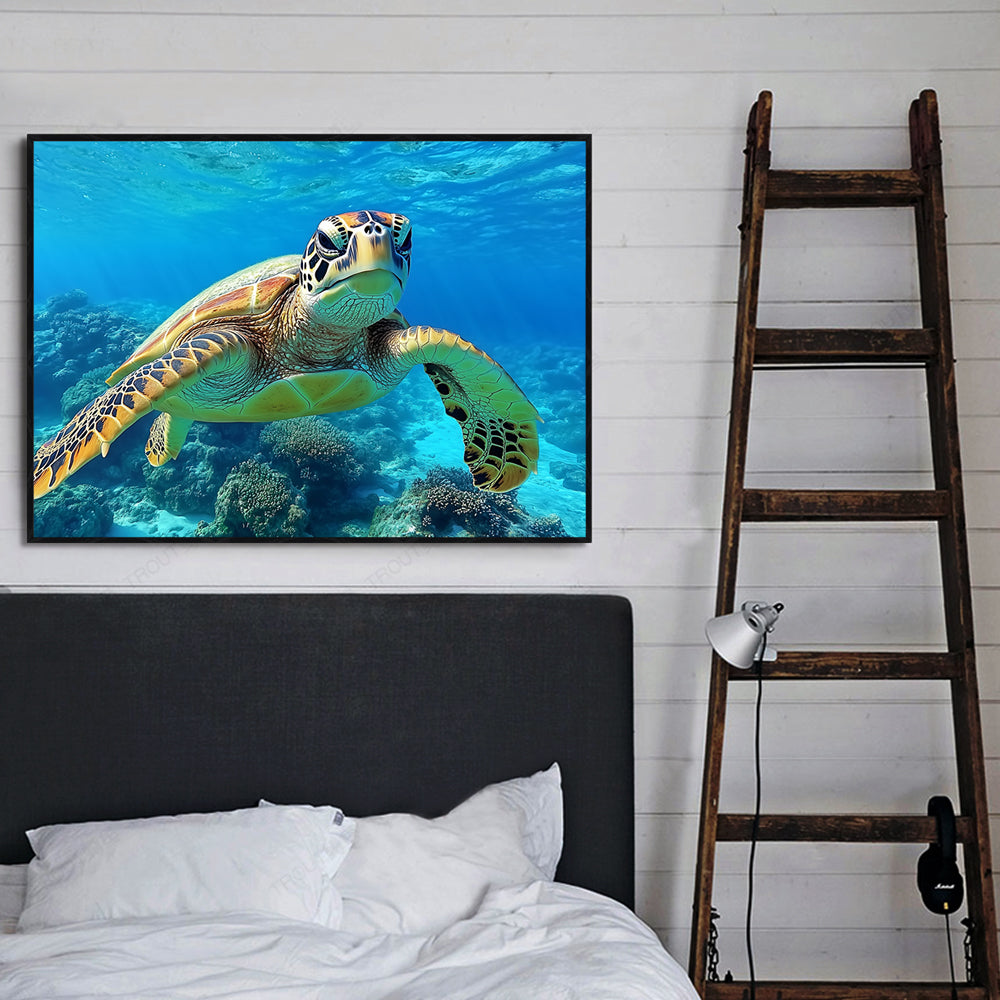 Sea Turtle Underwater Canvas Wall Art