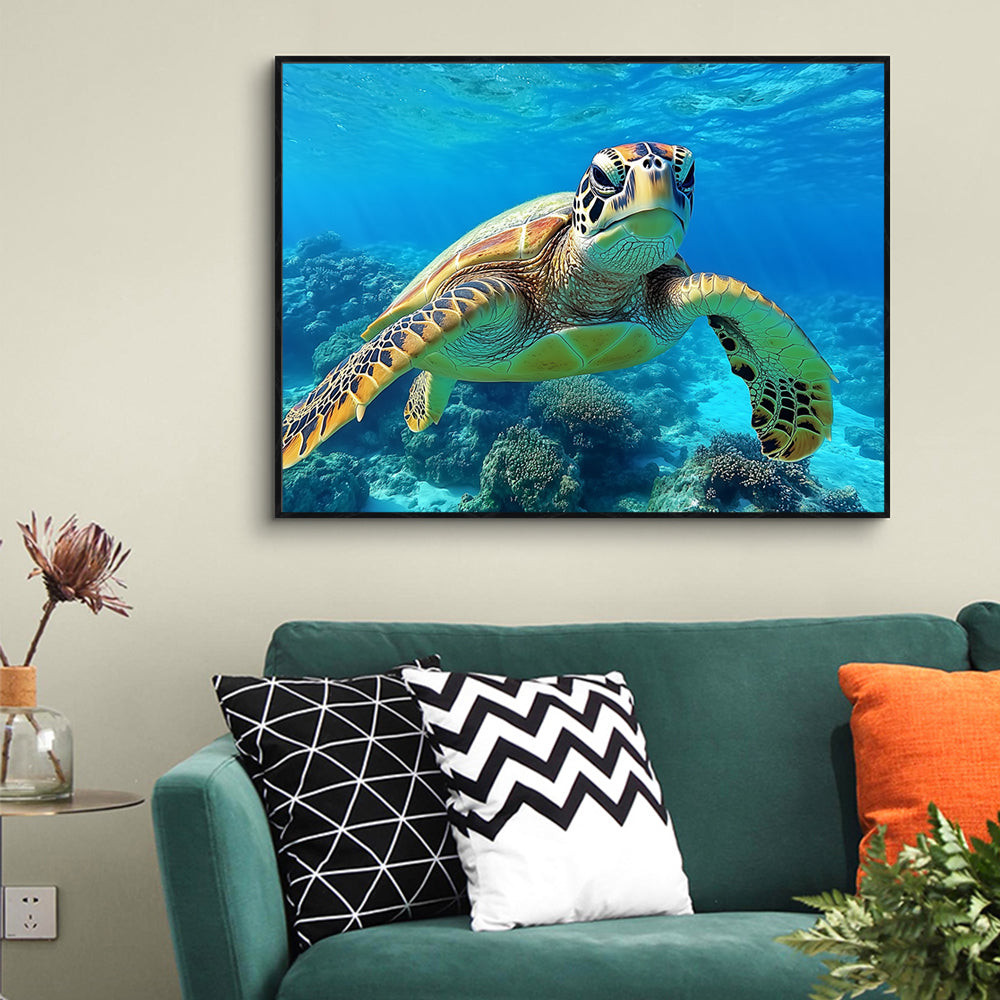 Sea Turtle Underwater Canvas Wall Art