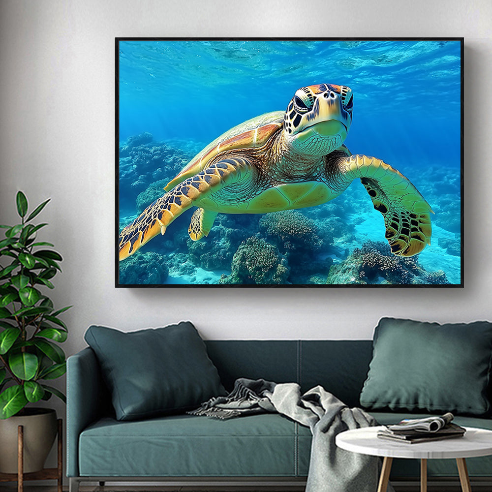 Sea Turtle Underwater Canvas Wall Art