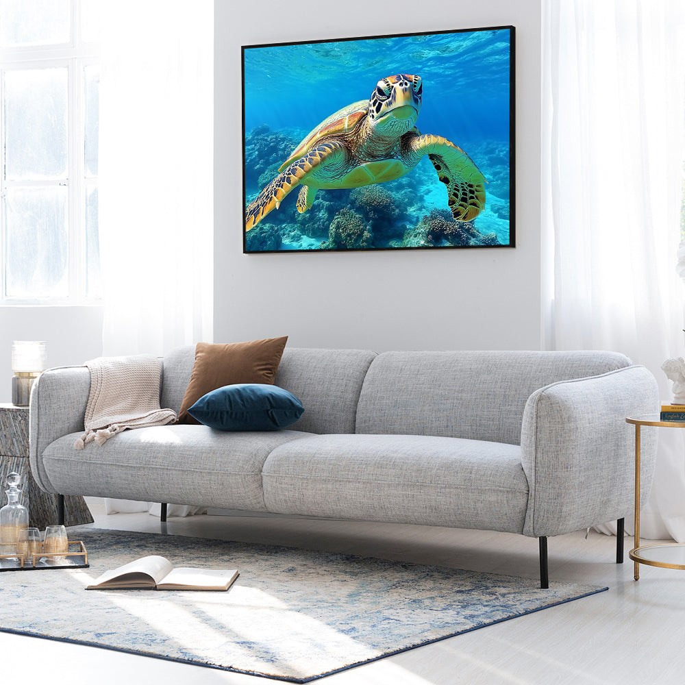 Sea Turtle Underwater Canvas Wall Art