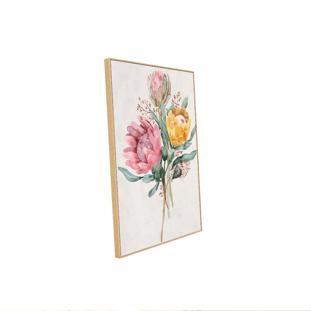 Botanical Watercolor Protea Floral Canvas Wall Art