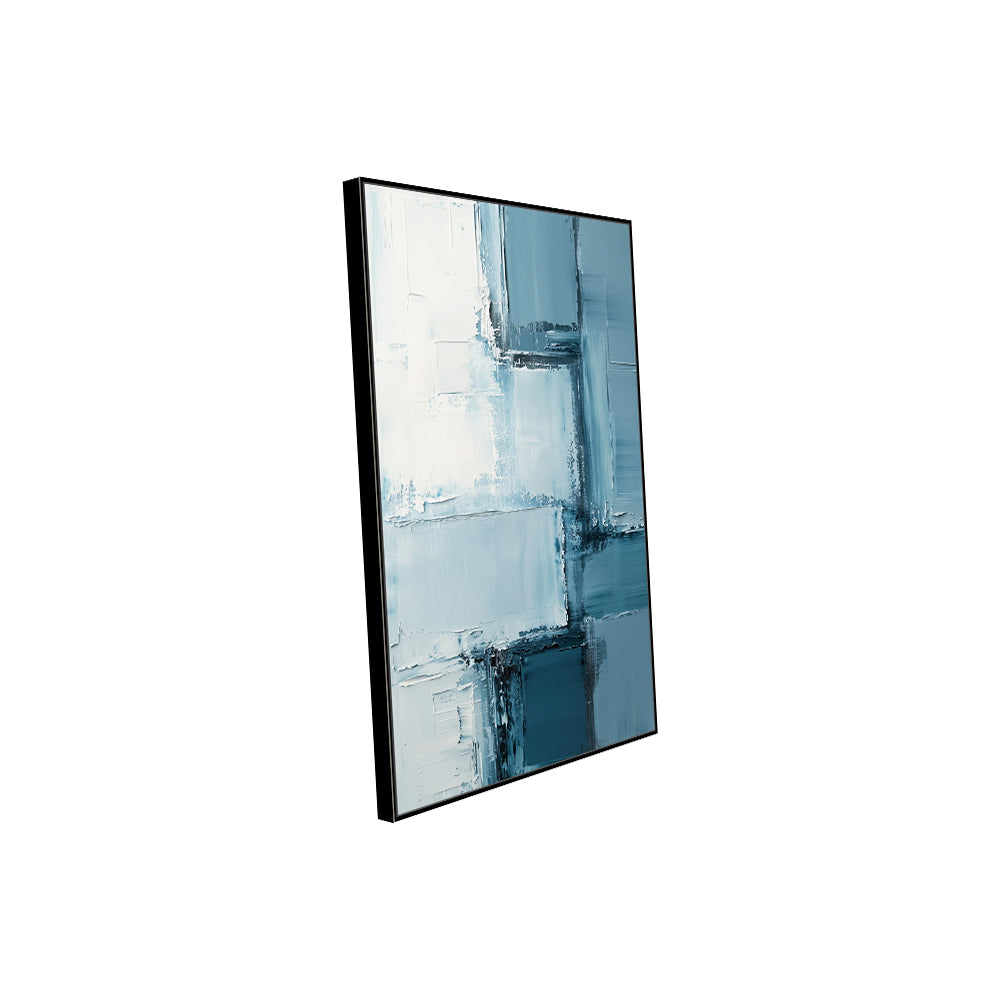 Structured Calm: Geometric Blue Canvas Art