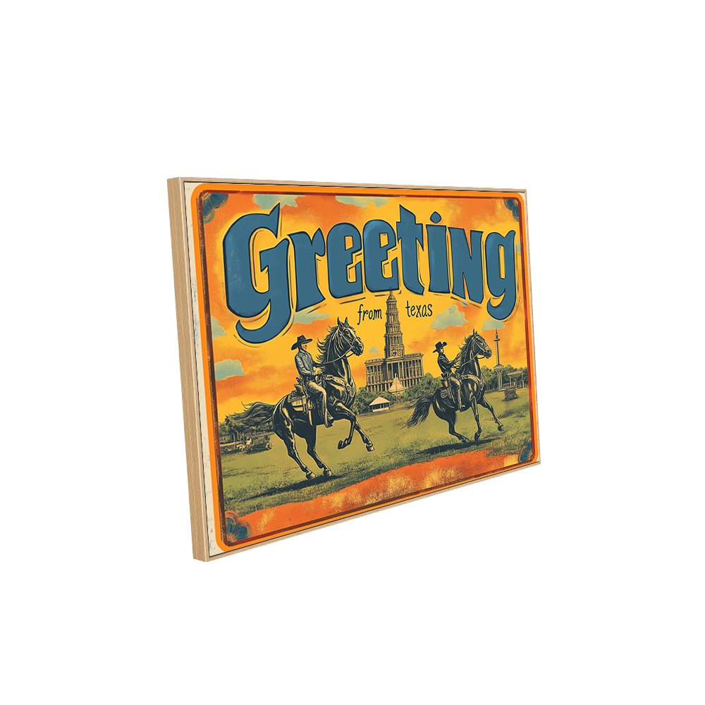 Retro Texas Greeting Canvas Wall Art