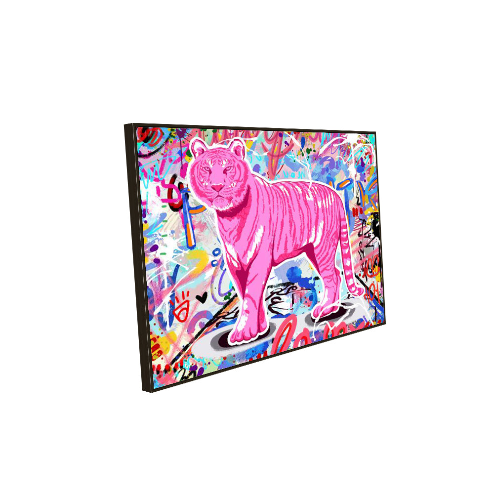 Pink Tiger Graffiti Bold & Urban Street Art Décor Canvas Wall Art