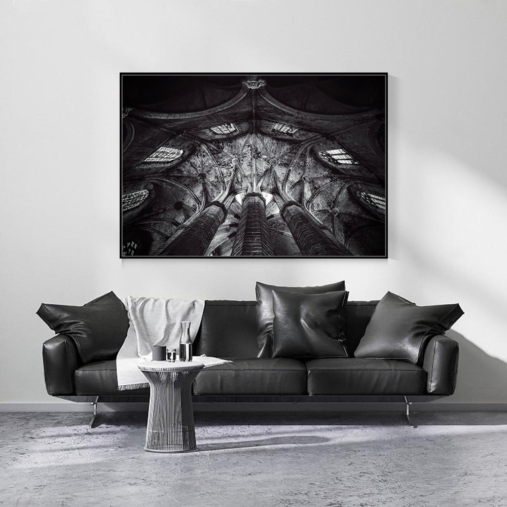 Gothic Elegance: Intricate Cathedral Ceiling Canvas Wall Art