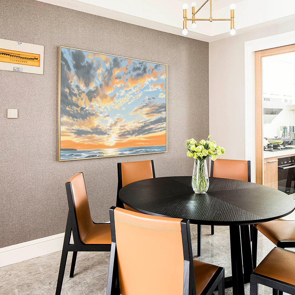 Golden Sunset Glow – Ocean Horizon Canvas Wall Art