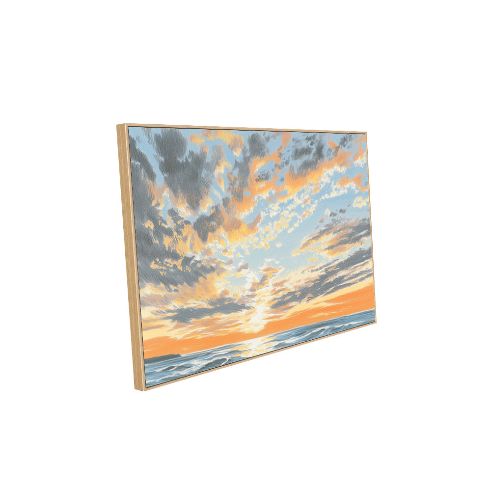 Golden Sunset Glow – Ocean Horizon Canvas Wall Art