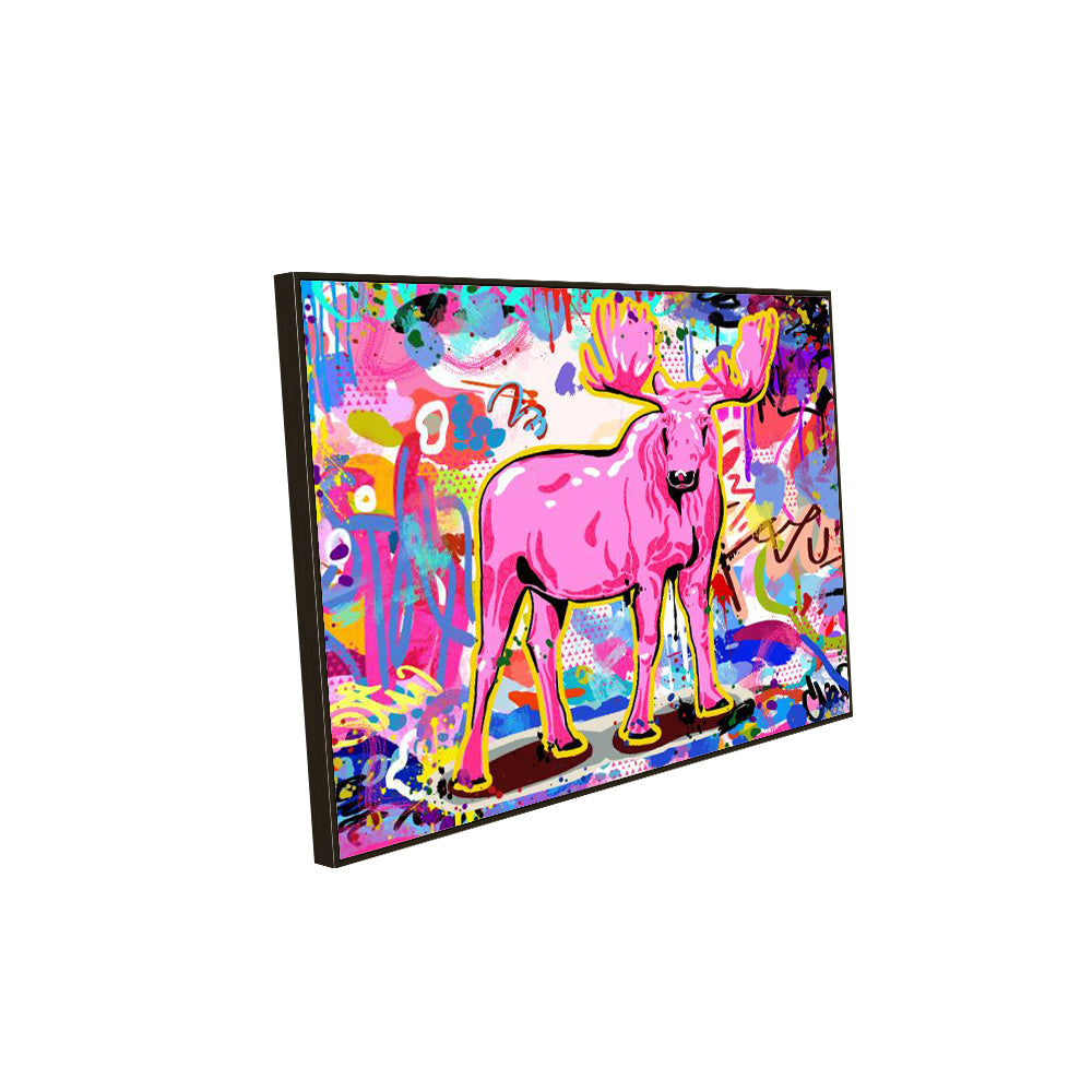 Pink Moose Graffiti Bold Urban Street Art Décor Canvas Wall Art