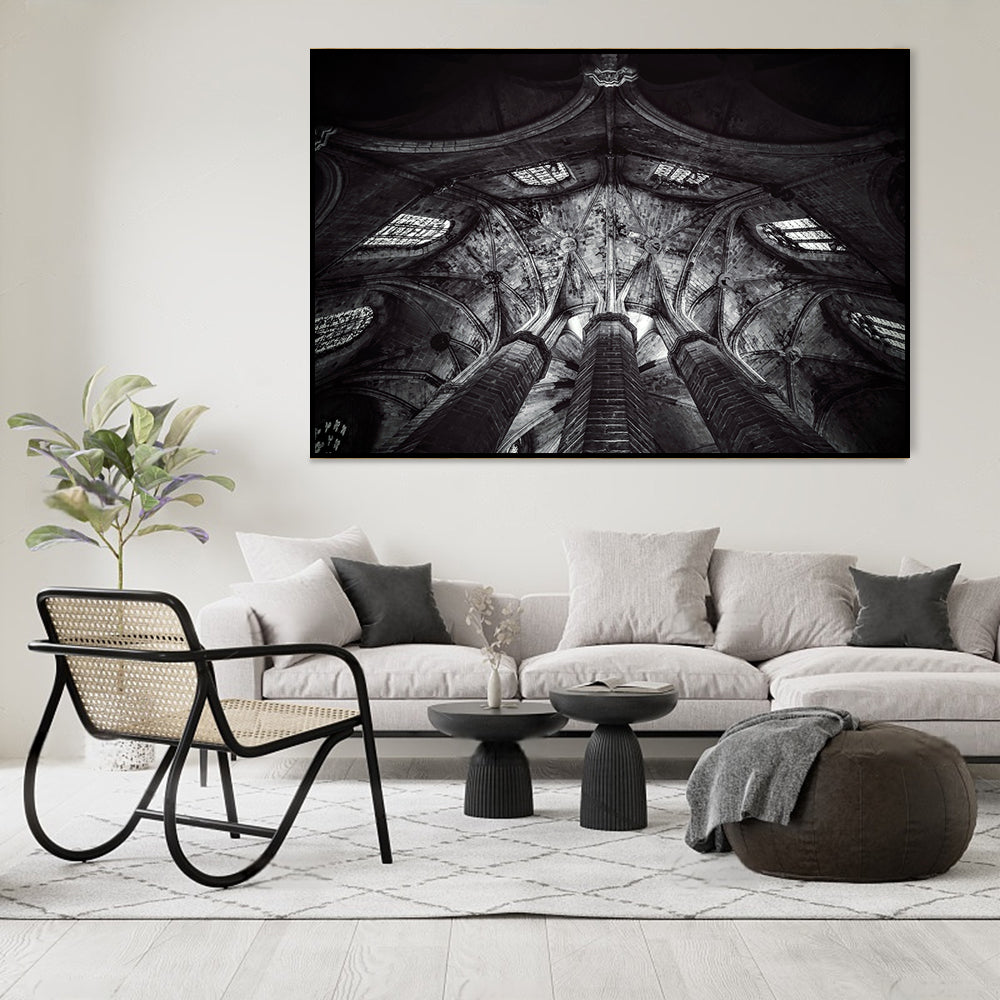 Gothic Elegance: Intricate Cathedral Ceiling Canvas Wall Art