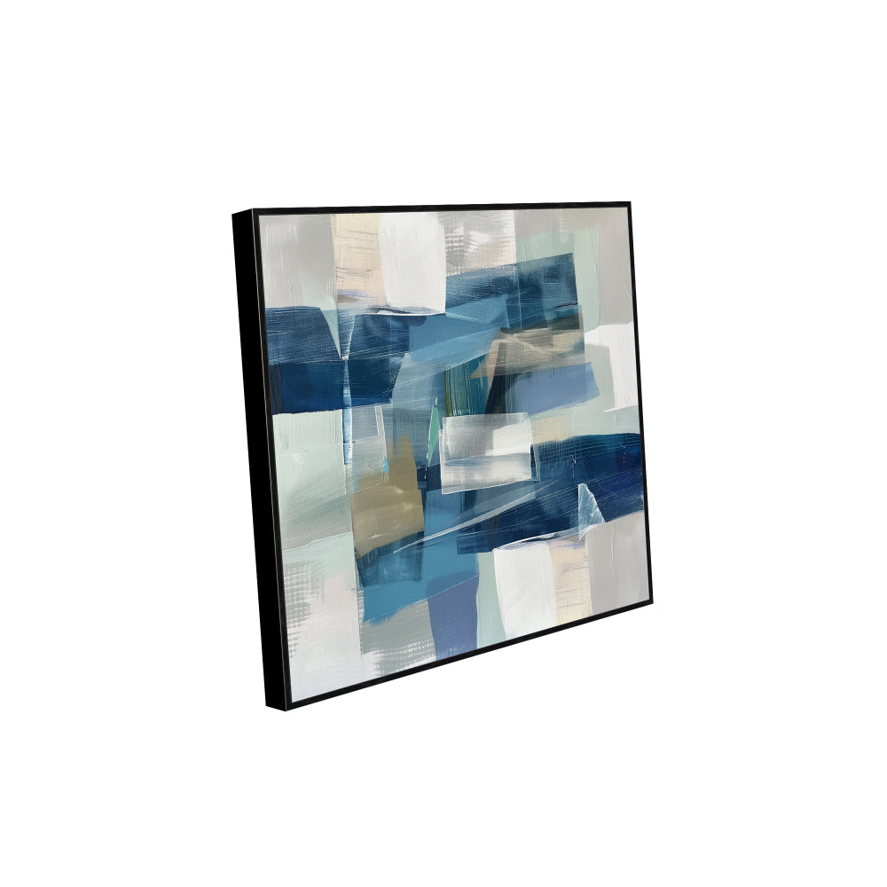 Dynamic Composition: Geometric Blue Canvas Wall Art