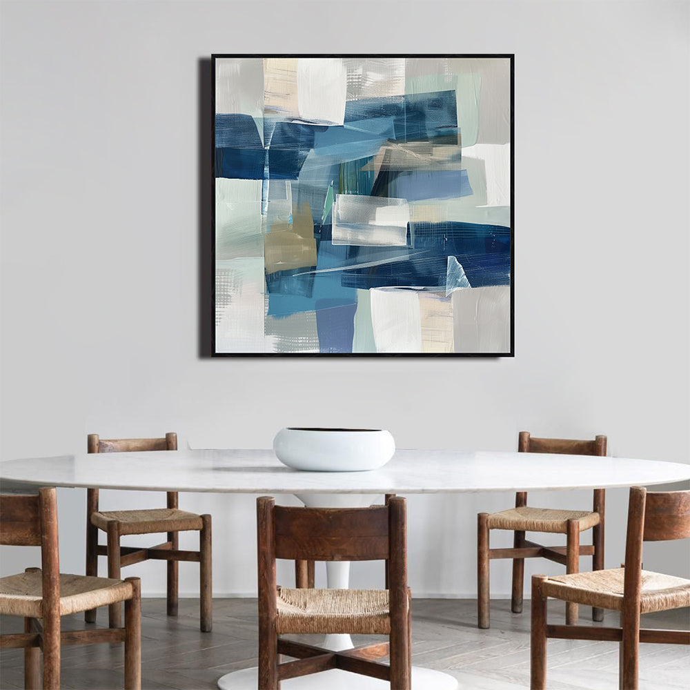 Dynamic Composition: Geometric Blue Canvas Wall Art