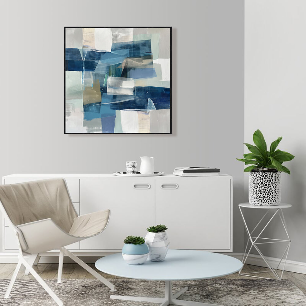 Dynamic Composition: Geometric Blue Canvas Wall Art