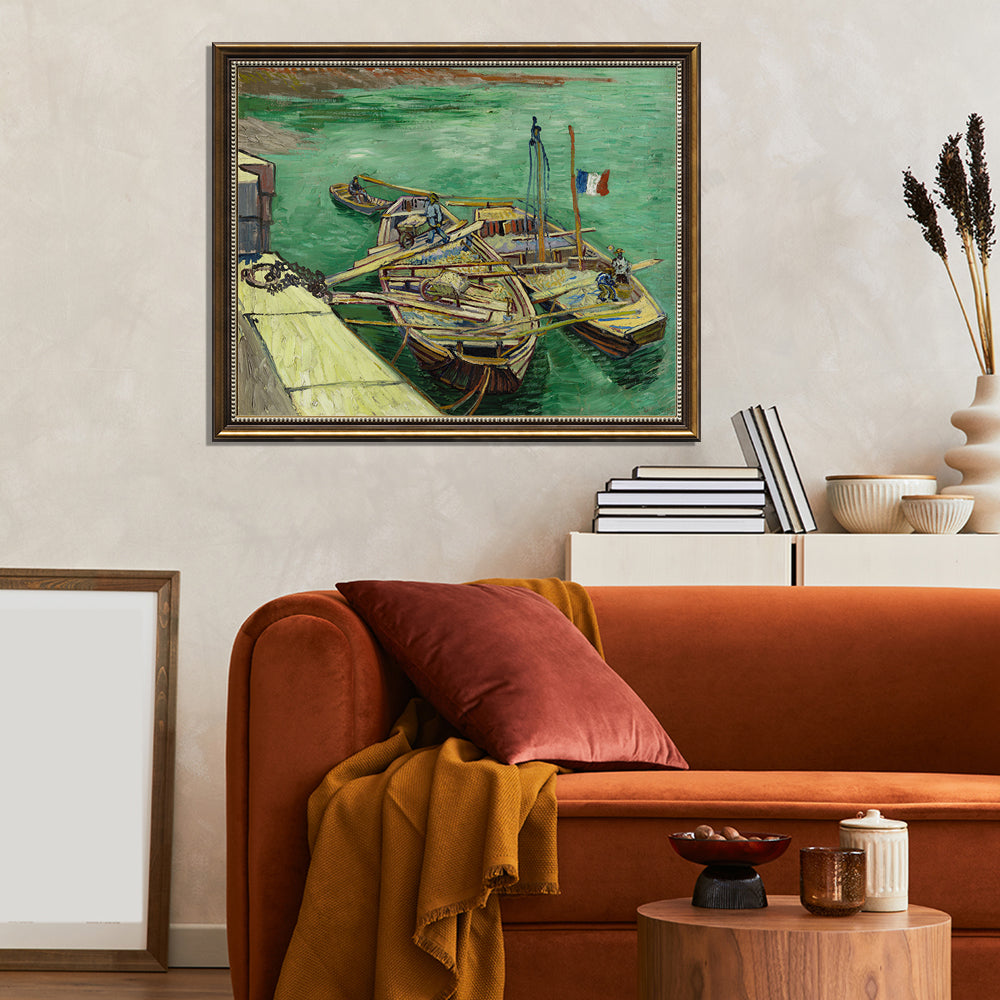 Quay With Men Unloading Sand Barges By Vincent Van Gogh