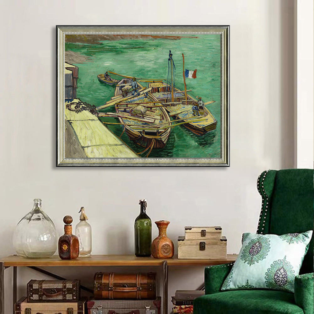 Quay With Men Unloading Sand Barges By Vincent Van Gogh