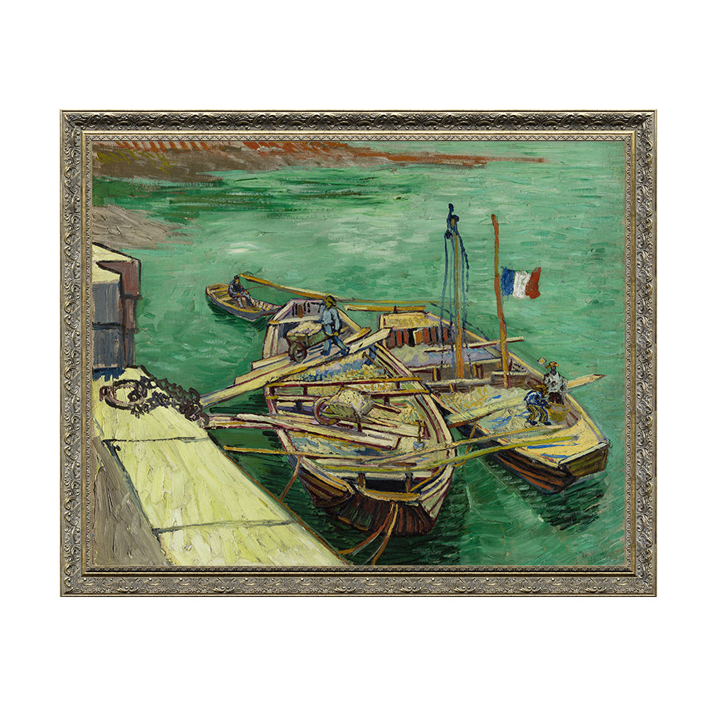 Quay With Men Unloading Sand Barges By Vincent Van Gogh