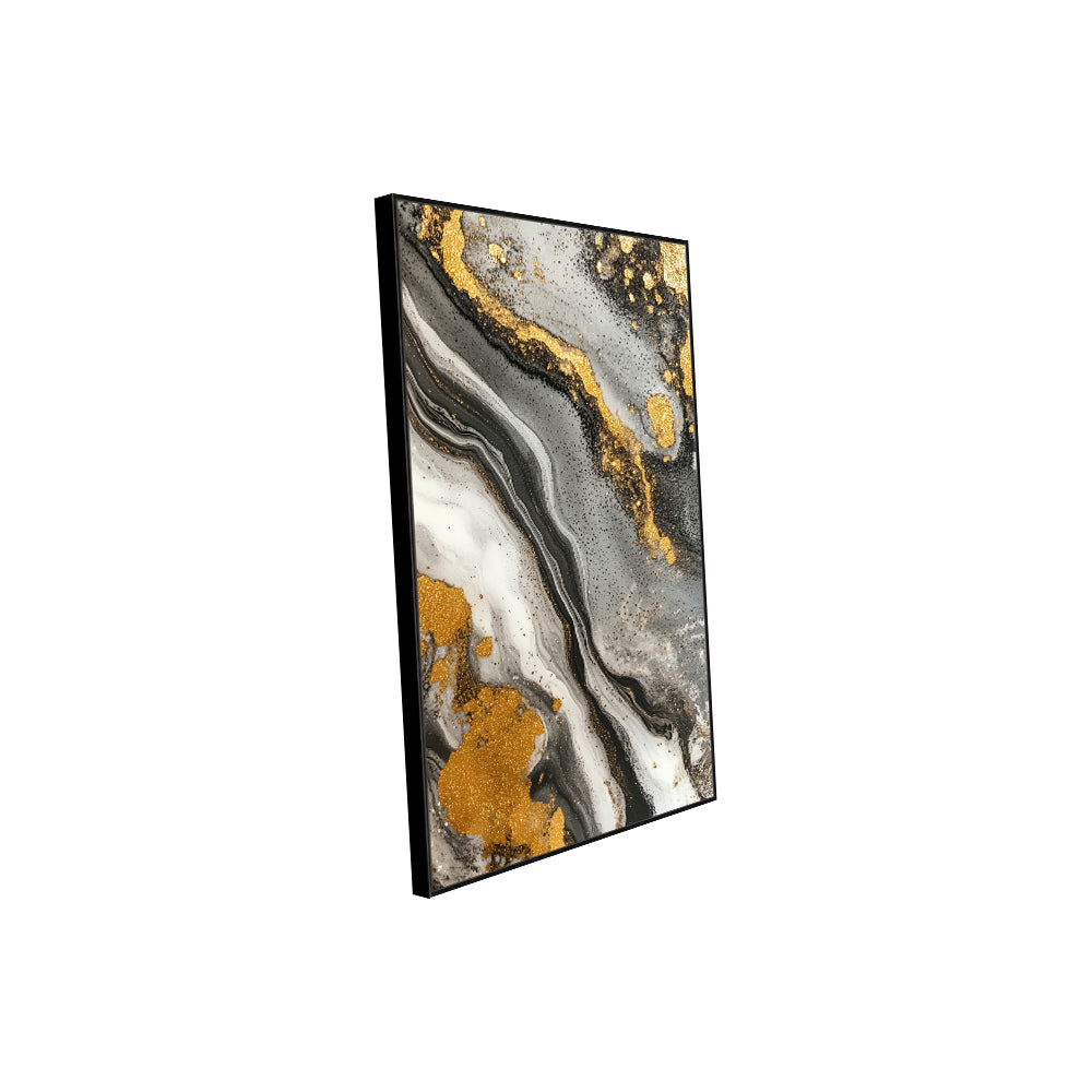Cosmic Marble: Gold-Streaked Serenity Canvas Wall Art