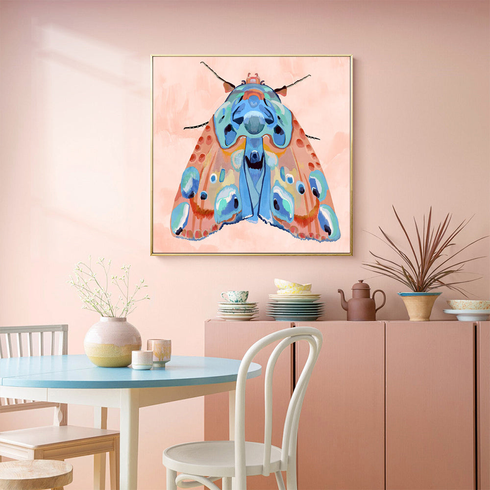 Blue Monarch Moth Canvas Wall Art