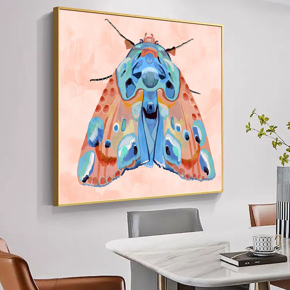 Blue Monarch Moth Canvas Wall Art