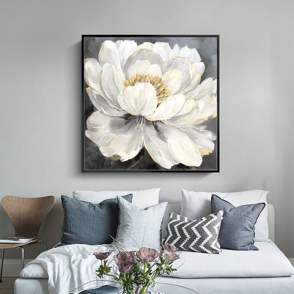 Elegant White Peony Canvas Wall Art