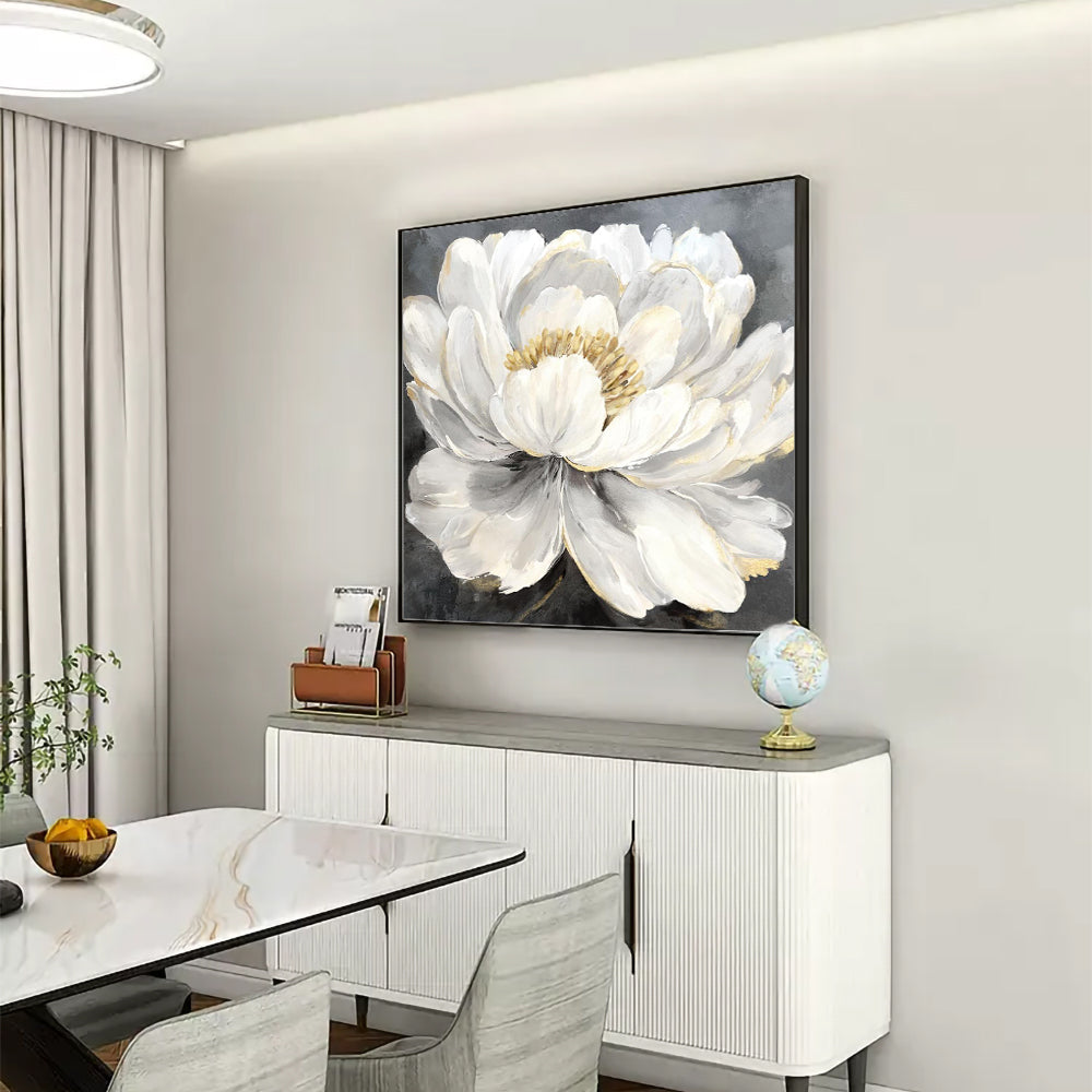 Elegant White Peony Canvas Wall Art