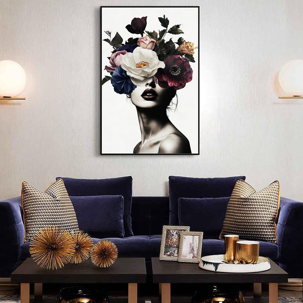 Bold Beauty: Flower Crown Canvas Artwork