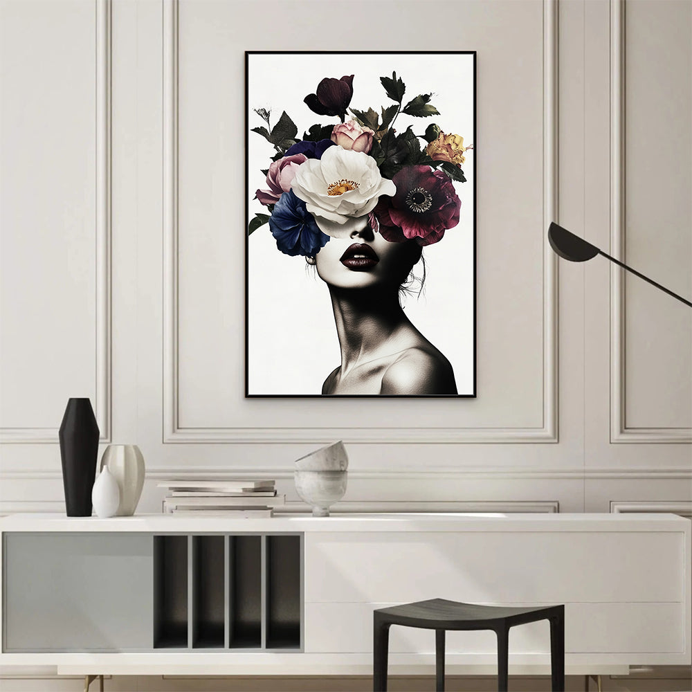 Bold Beauty: Flower Crown Canvas Artwork
