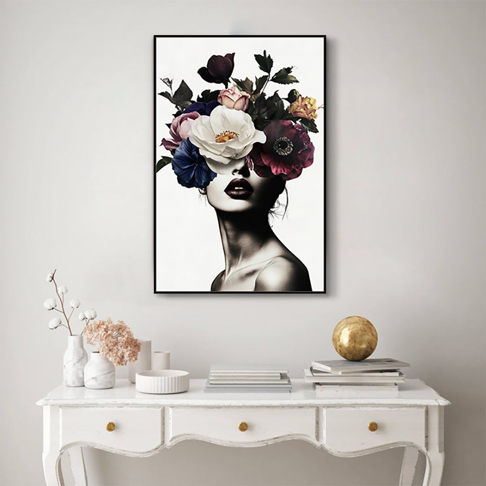 Bold Beauty: Flower Crown Canvas Artwork