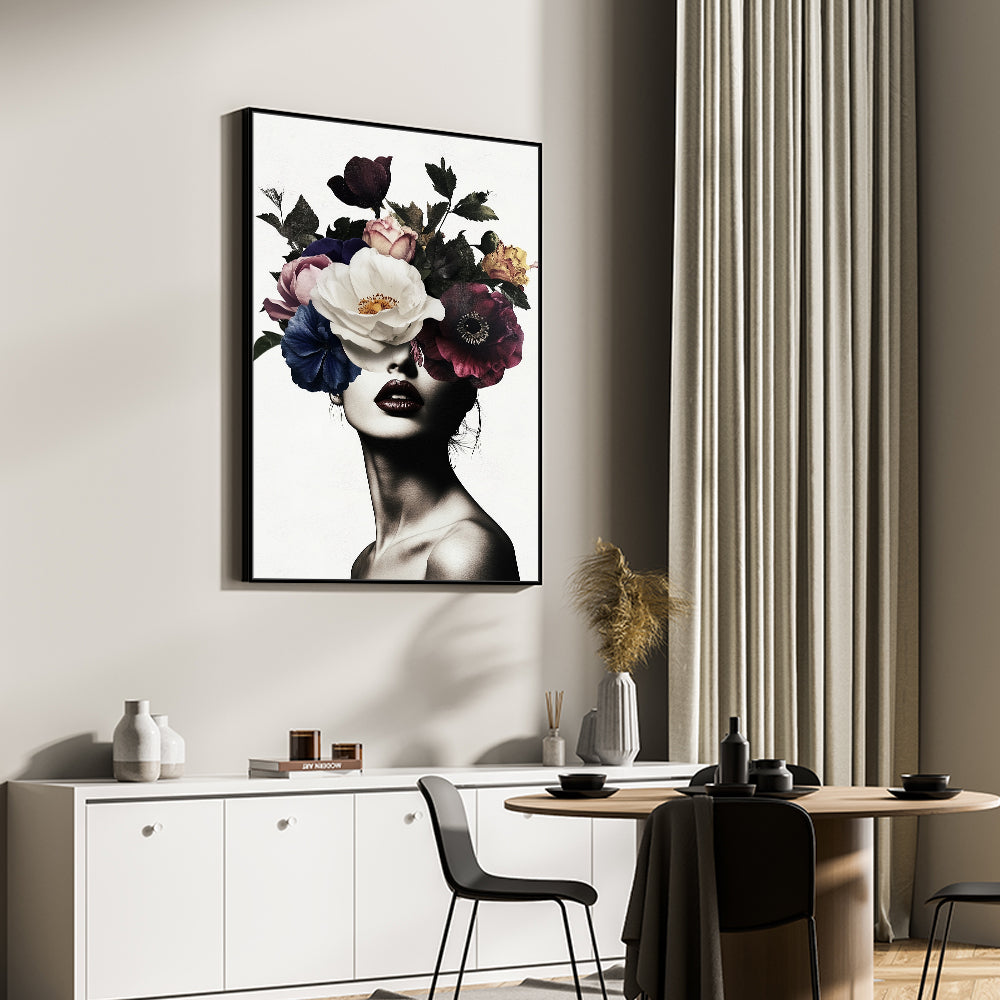 Bold Beauty: Flower Crown Canvas Artwork